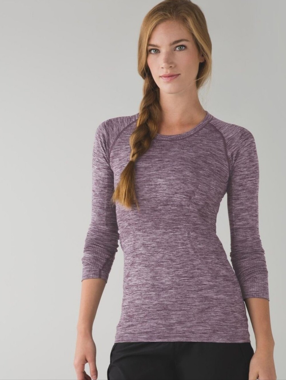 Lululemon Swiftly Tech Long Sleeve Crew Heathered Black Cherry Purple 6